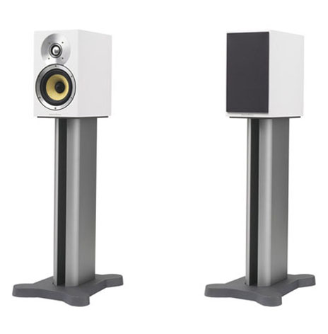 B&W WHITE SURROUND SPEAKERS WITH STANDS